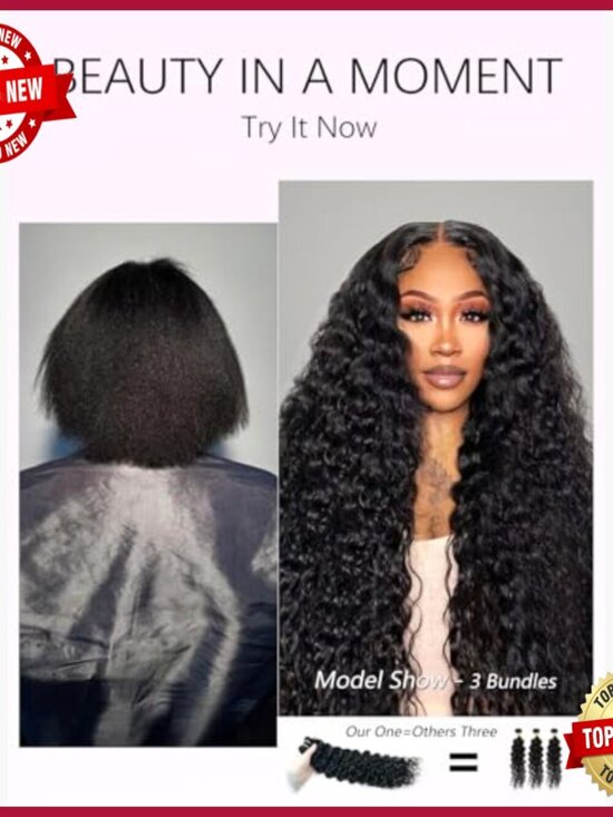 16 Inch Water Wave Curly Human Hair Extensions, Triple Lifespan, Quick Weave main image 5